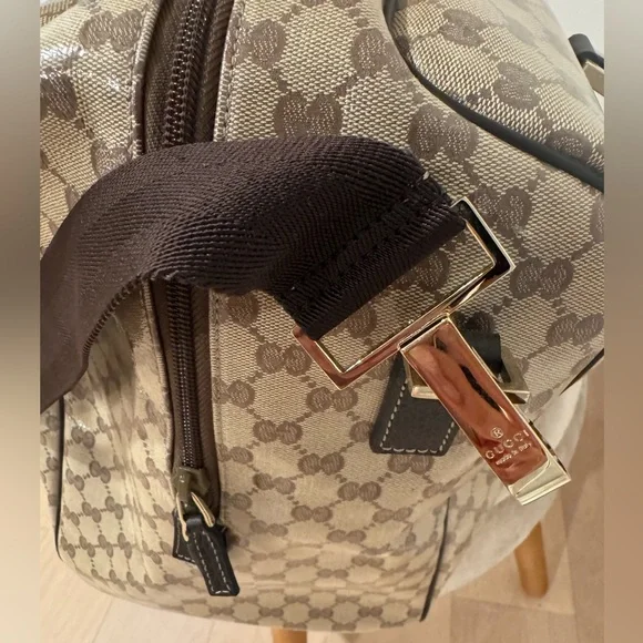 Gucci Crystal Monogram Large Carry On Duffle Weekender Bag Dark Brown - Picture 5 of 15